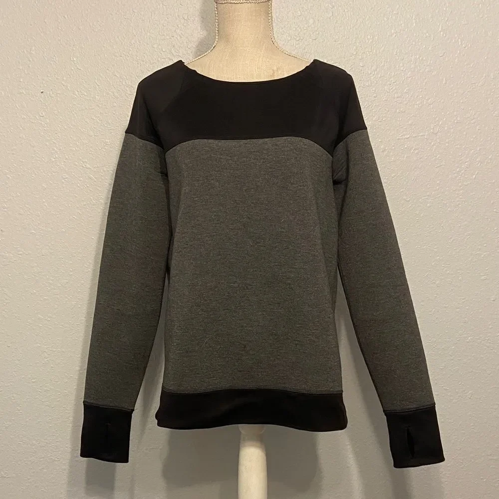 Athleta Gray & Black Fuse Scuba Sweatshirt Size Medium Tall